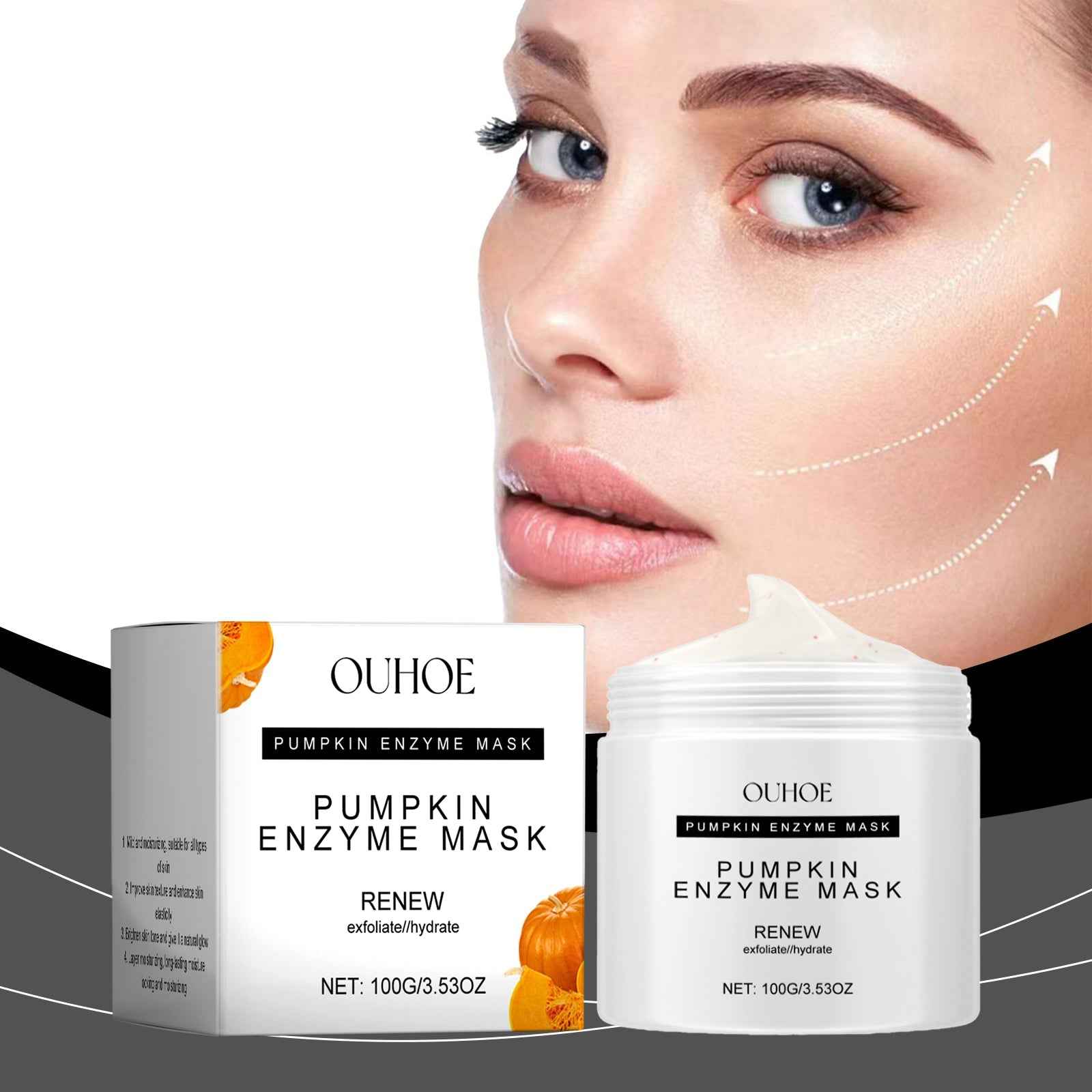 Ouhoe Pumpkin Enzyme Mask Facial Skin Deep Cleansing Pores Gentle Nourishing Skin Care Mud Mask