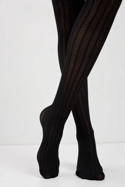 Fantasy Tights Conte Lacy Line - Lace Pattern and Stripes - DestGlow