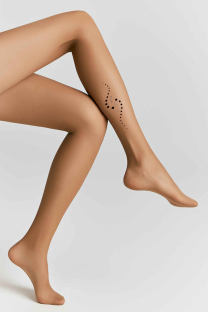 Fantasy Tights Conte Sheen - Flock and Rhinestone Applique