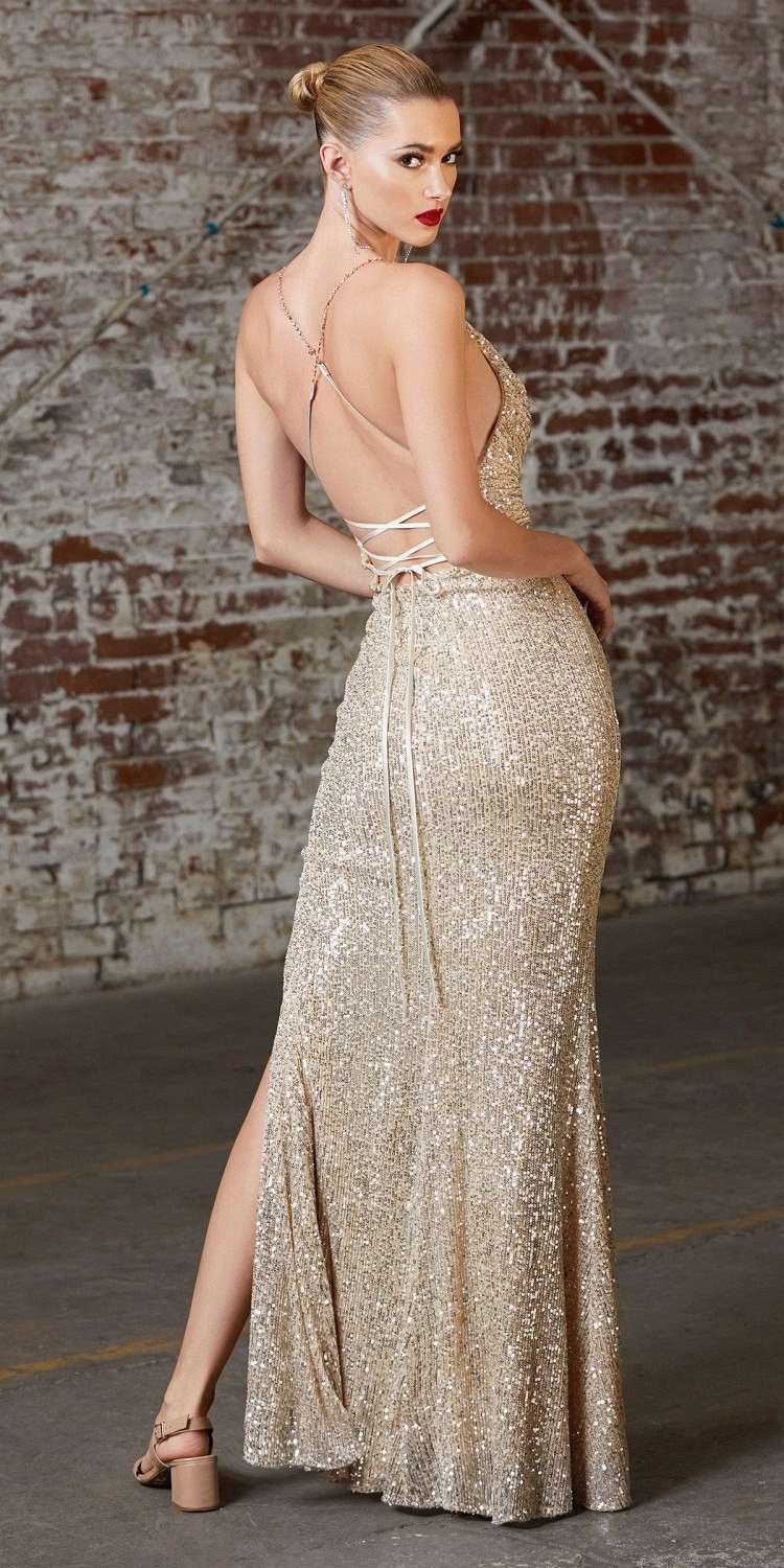 Cinderella Divine CF199 Long Slim &amp; Sexy Gown Cowl Neckline Front Leg Slit by DiscountDressShop