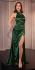 Ladivine CH031 Long Halter Satin Fitted Formal Dress by DiscountDressShop