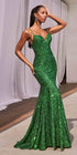 Ladivine CH066 Long Fitted Sequin Mermaid Gown by DiscountDressShop