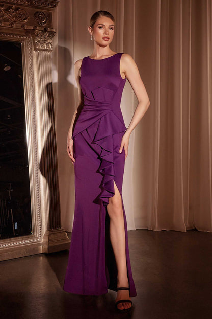 Ladivine CH377 Long Fitted Neoprene Dress by DiscountDressShop