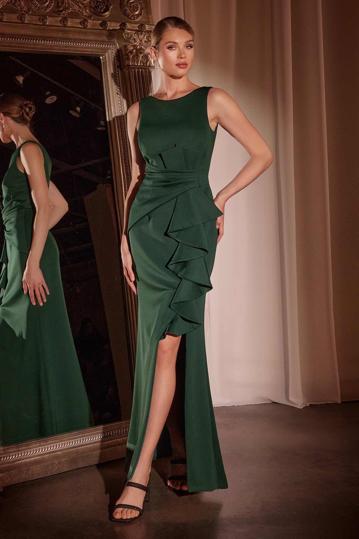 Ladivine CH377 Long Fitted Neoprene Dress by DiscountDressShop