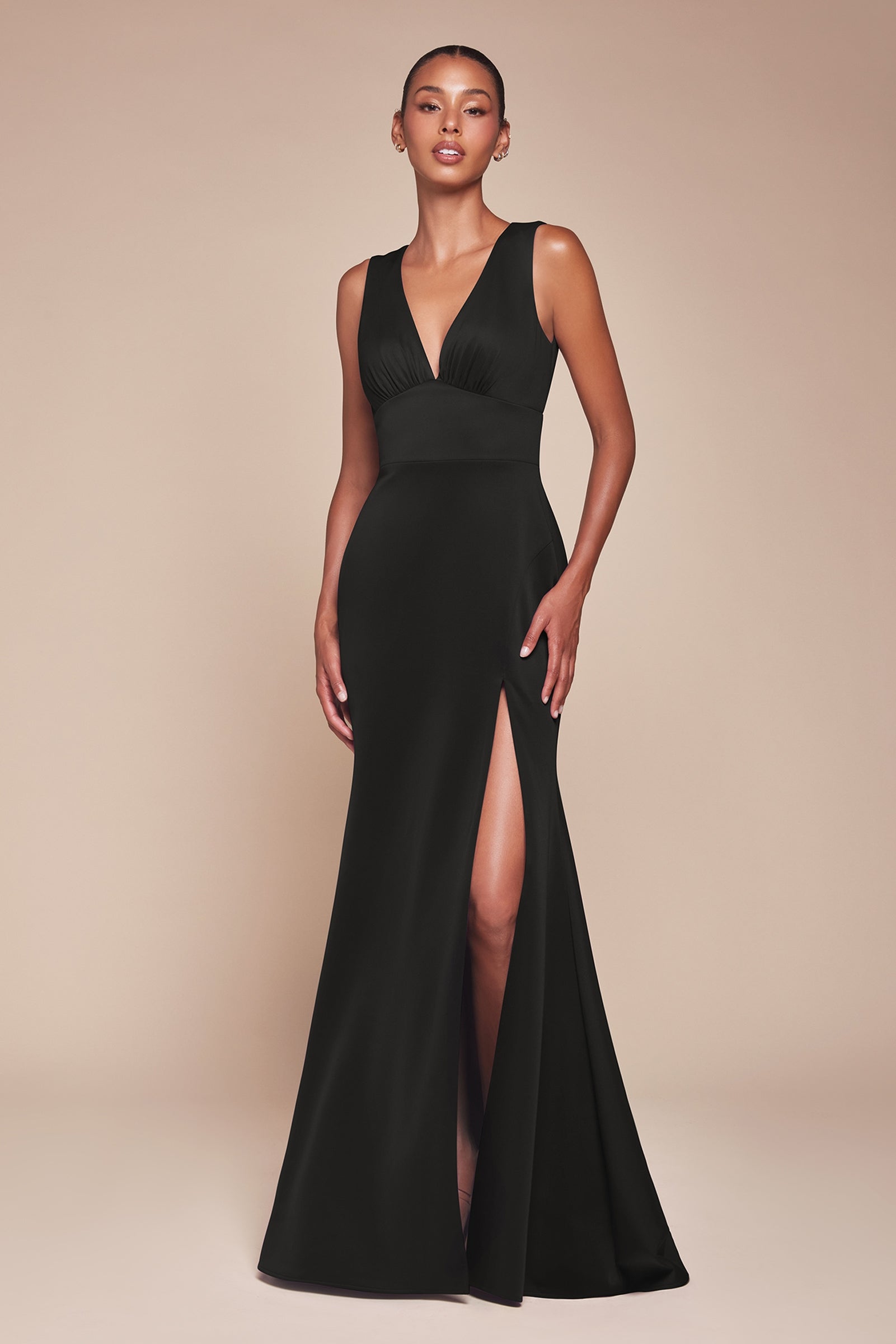 Ladivine CH395 Long Sleeveless V-Neckline Chiffon Dress by DiscountDressShop