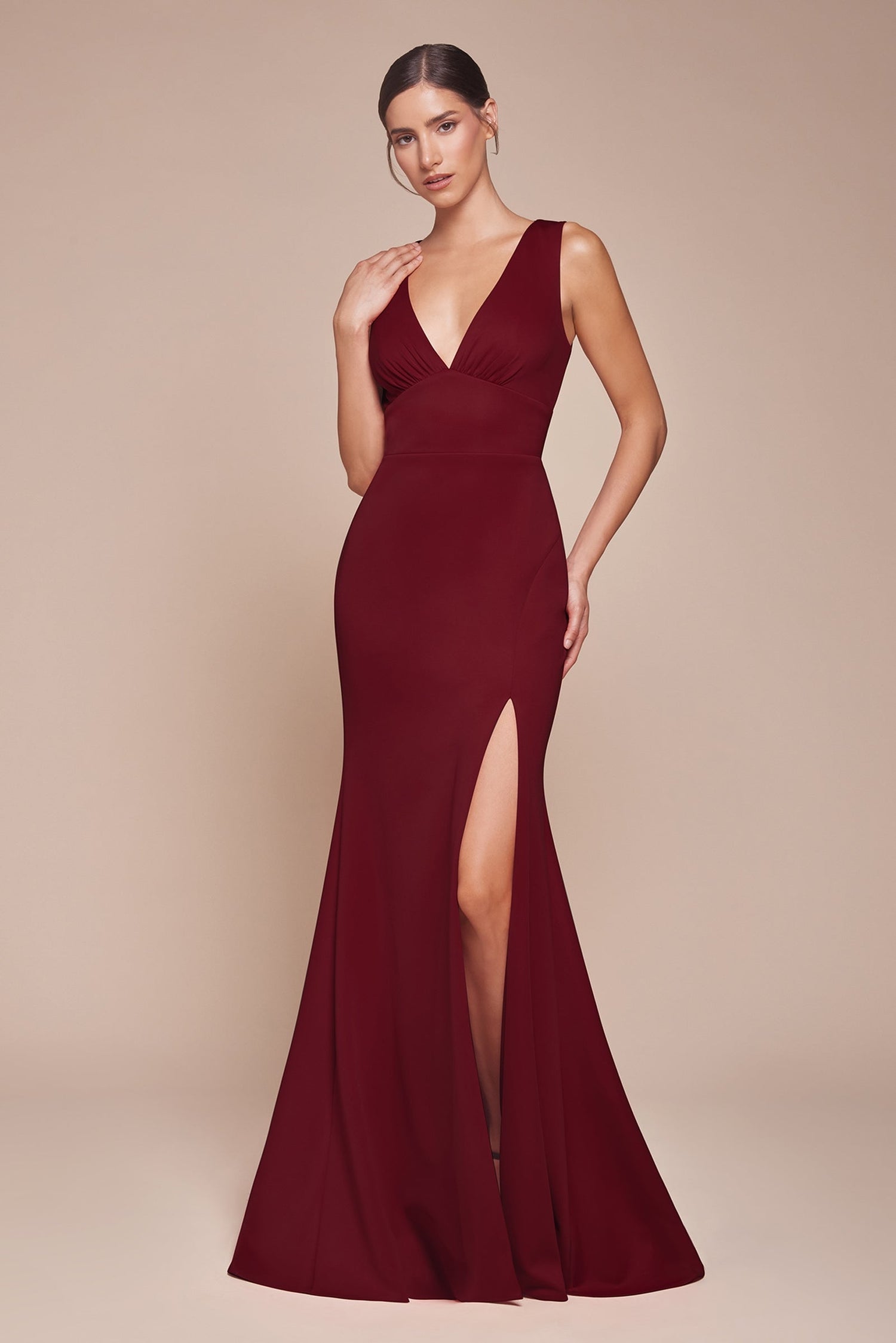 Ladivine CH395 Long Sleeveless V-Neckline Chiffon Dress by DiscountDressShop