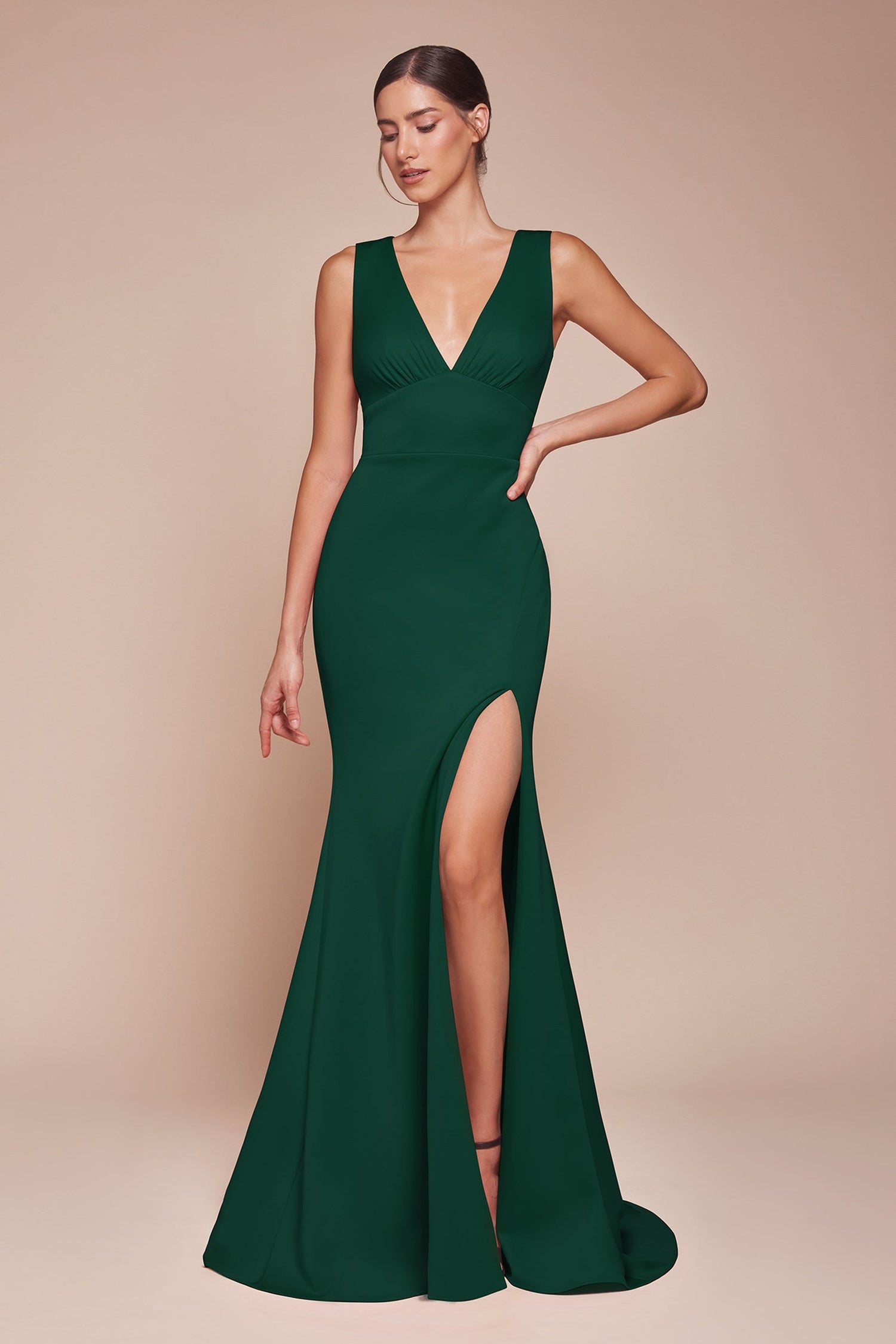 Ladivine CH395 Long Sleeveless V-Neckline Chiffon Dress by DiscountDressShop