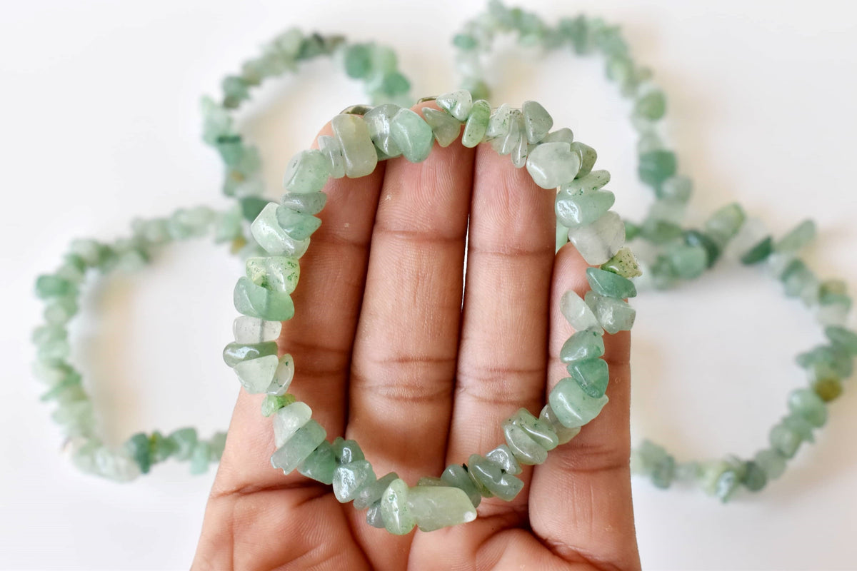 Green Aventurine Chip Bracelet (Attraction and Peace Of Mind)  DestGlow
