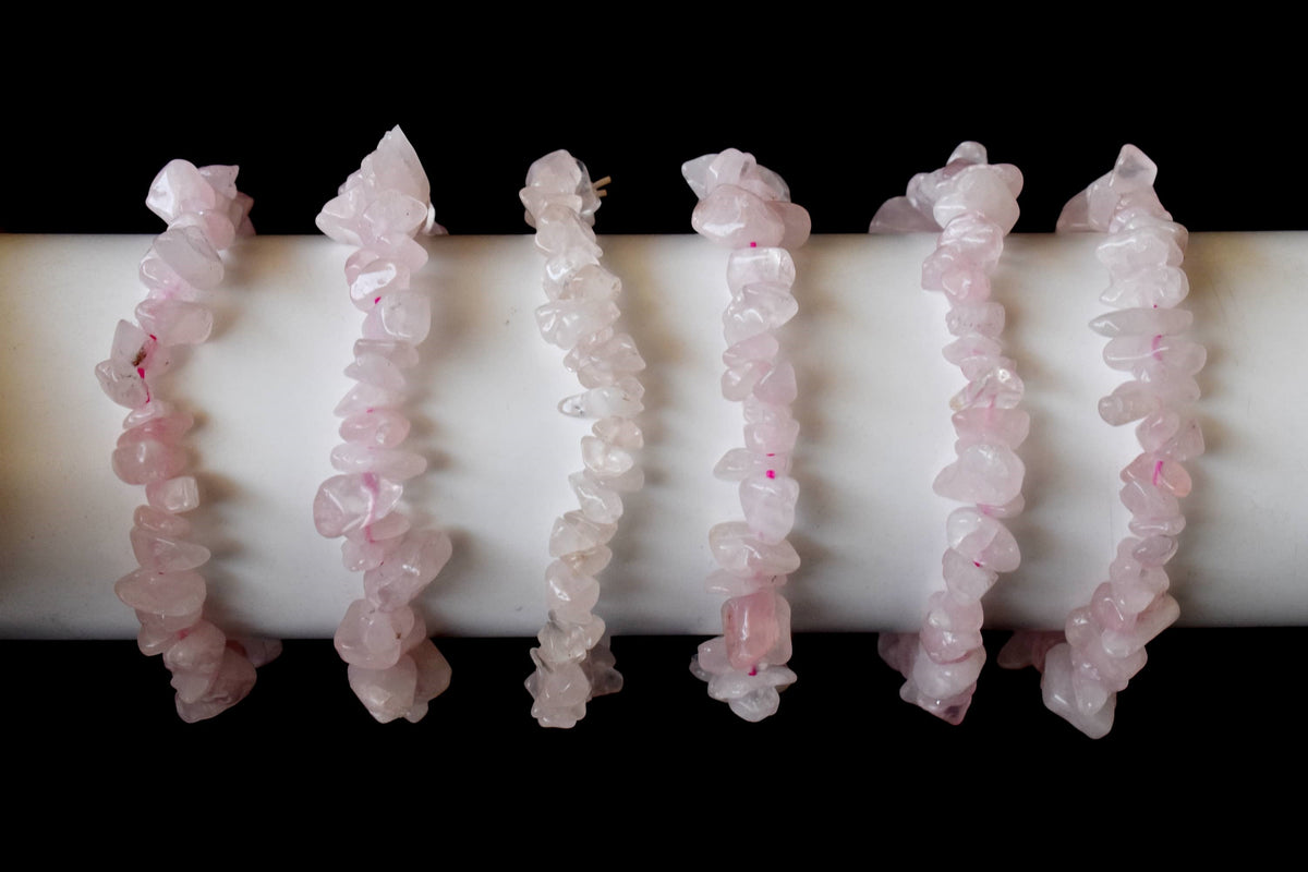 Rose Quartz Chip Bracelet (Creativity and Calming)  DestGlow