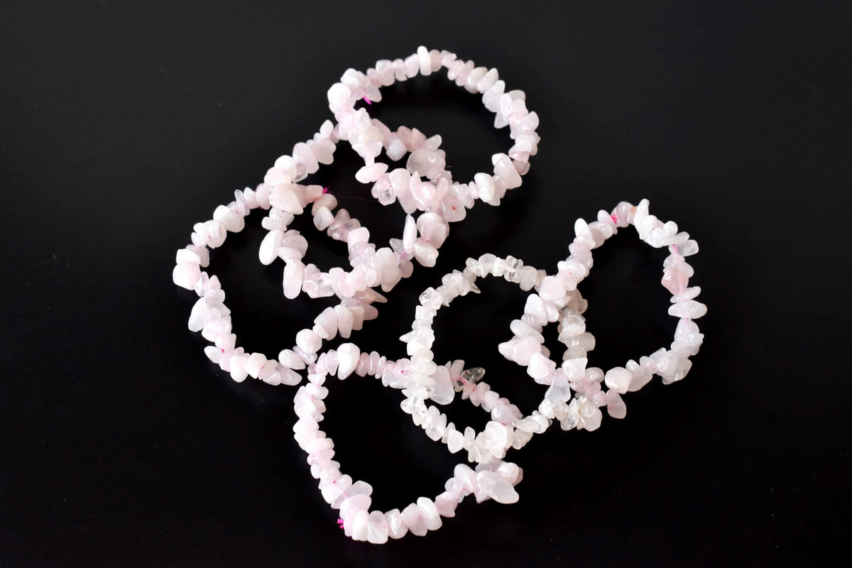 Rose Quartz Chip Bracelet (Creativity and Calming)  DestGlow