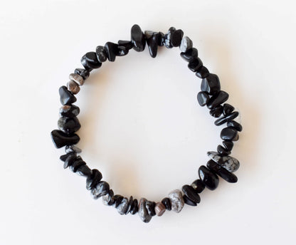 Snowflake Obsidian Chip Bracelet(Past Life Recall and Wisdom)  DestGlow