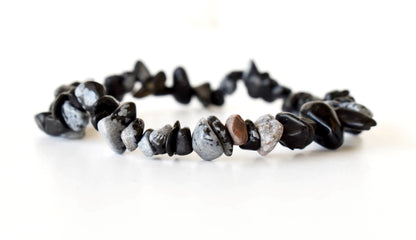 Snowflake Obsidian Chip Bracelet(Past Life Recall and Wisdom)  DestGlow