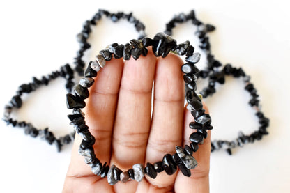 Snowflake Obsidian Chip Bracelet(Past Life Recall and Wisdom)  DestGlow