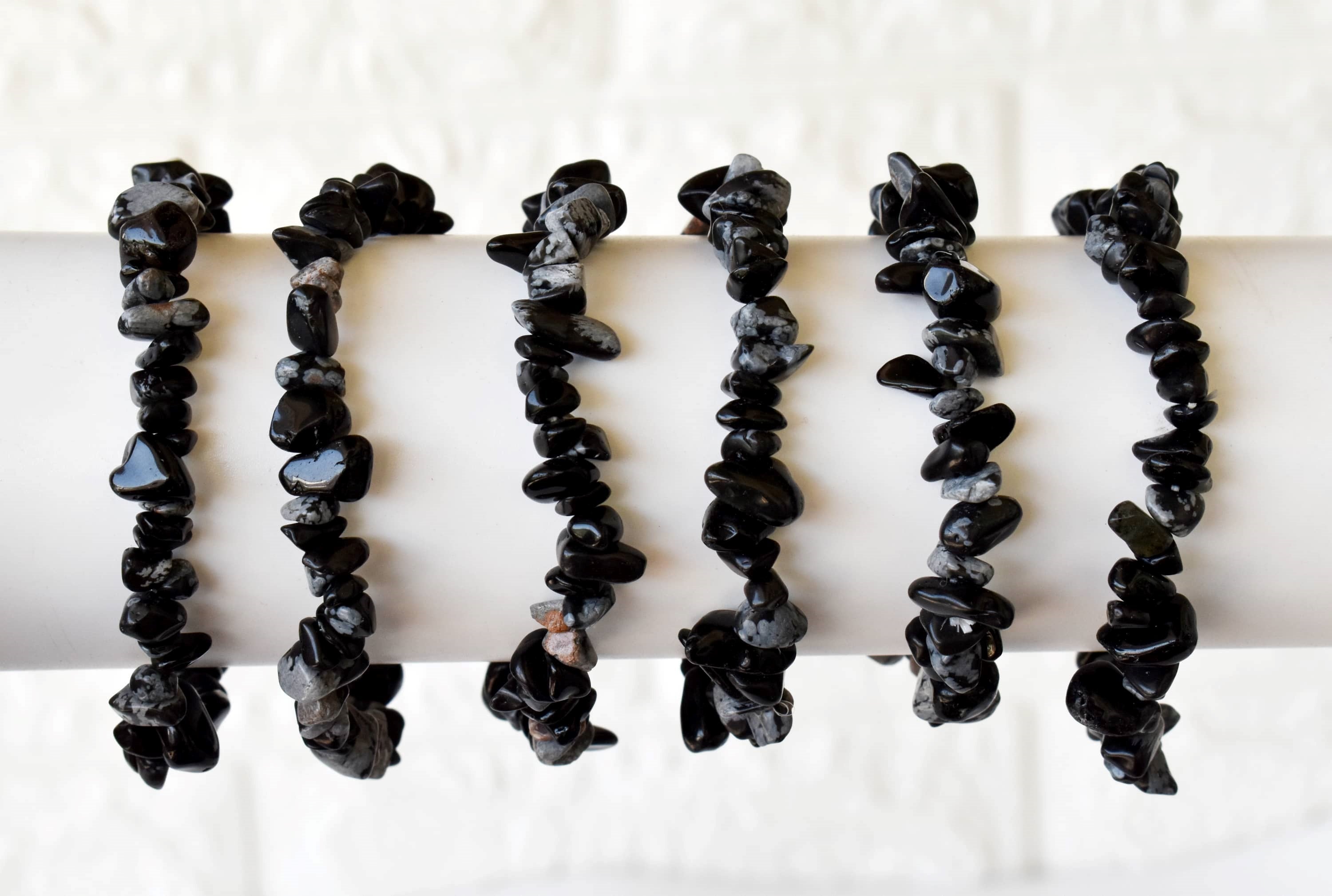 Snowflake Obsidian Chip Bracelet(Past Life Recall and Wisdom)  DestGlow