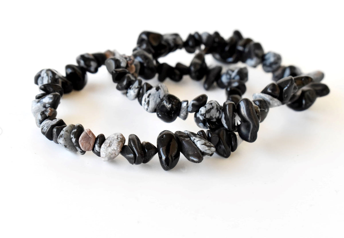 Snowflake Obsidian Chip Bracelet(Past Life Recall and Wisdom)  DestGlow