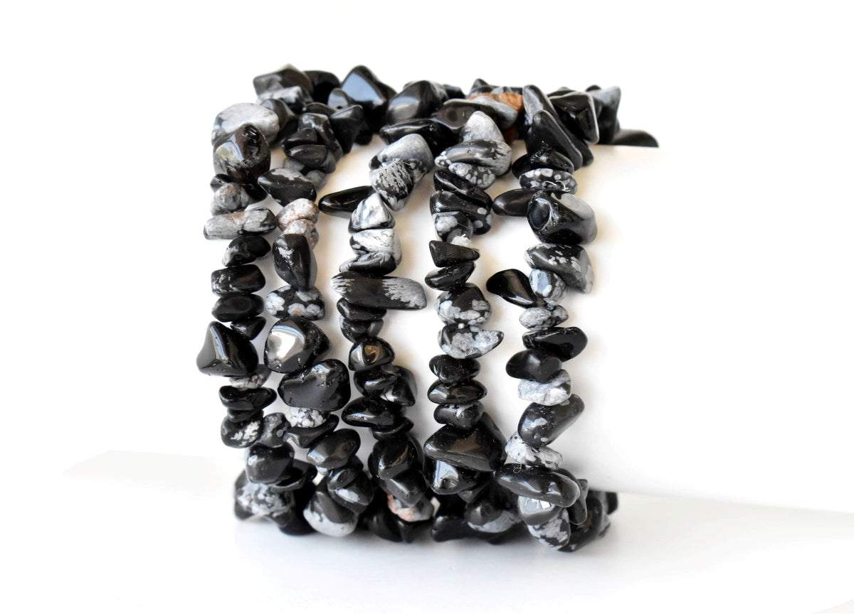 Snowflake Obsidian Chip Bracelet(Past Life Recall and Wisdom)  DestGlow