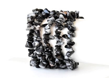 Snowflake Obsidian Chip Bracelet(Past Life Recall and Wisdom)  DestGlow