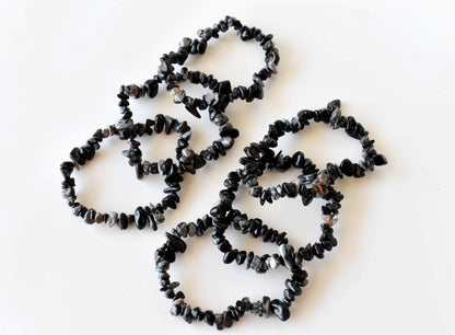 Snowflake Obsidian Chip Bracelet(Past Life Recall and Wisdom)  DestGlow