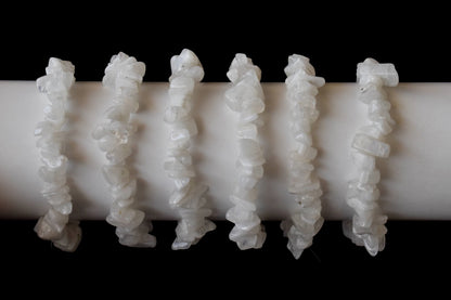 White Rainbow Moonstone Chip Bracelet (Growth and Compassion)  DestGlow