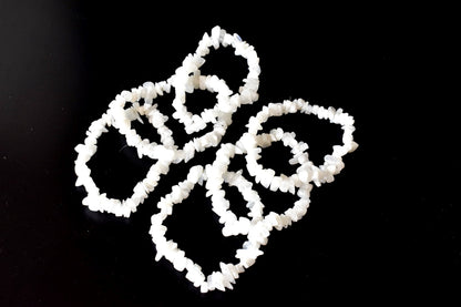 White Rainbow Moonstone Chip Bracelet (Growth and Compassion)  DestGlow