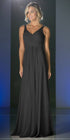CLEARANCE - Ladivine CJ214 Long Chiffon Dress V-Neck Pleated Bodice (Size 4) by DiscountDressShop