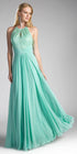 CLEARANCE - Cinderella Divine CJ228 Halter Lace Long Dress Keyhole Neckline (Size 18) by DiscountDressShop