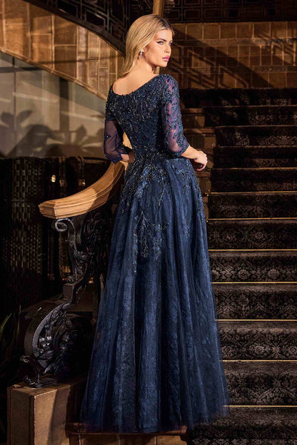 Ladivine CK2401 A-Line Lace &amp; Tulle Modest Mother of the Bride Gown by DiscountDressShop