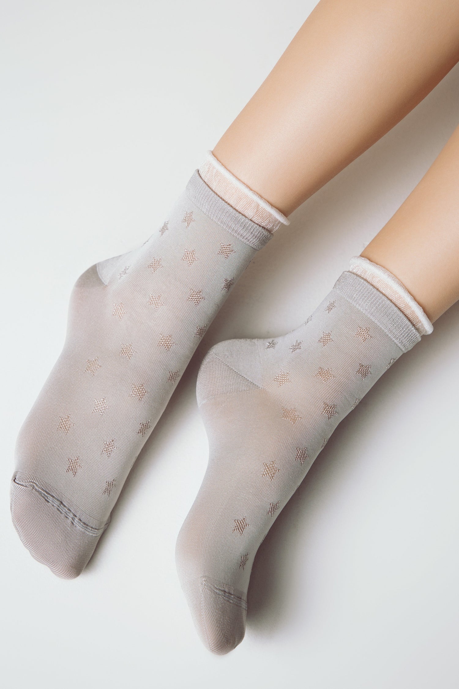 Conte Socks Classic - 491 Glossy Pattern and Decorative Transparent Mesh - DestGlow