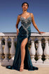 Ladivine CM383 Fitted Crystal & Satin Bodycon Dress by DiscountDressShop