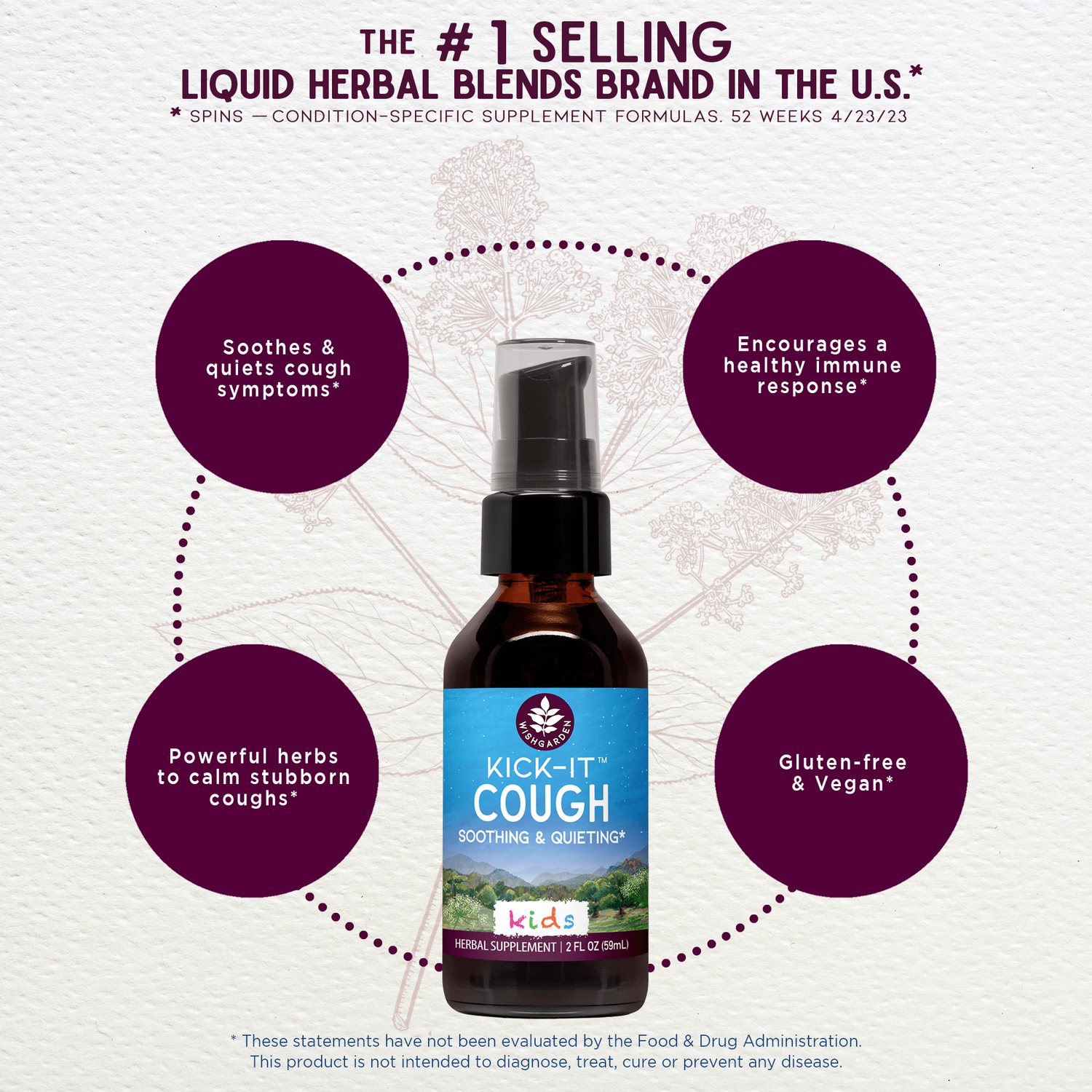 Kick-It Cough Soothing &amp; Quieting For Kids by WishGarden Herbs