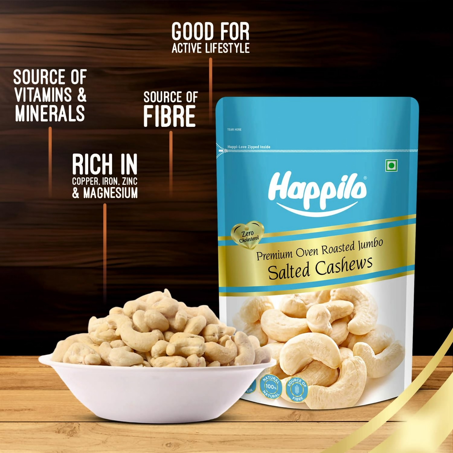 Happilo Premium Roasted and Salted Cashews/Kaju