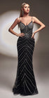 Ladivine CR866 Floor Length Fitted Beaded Print Gown by DiscountDressShop