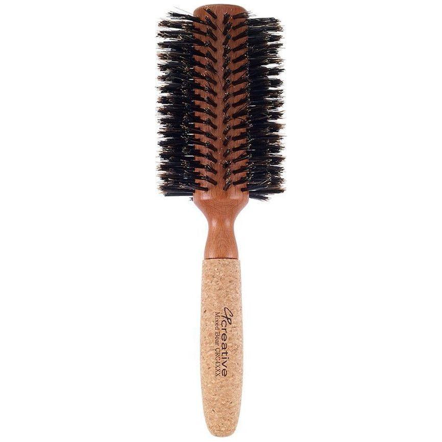 Eco-Friendly Birchwood and Cork Boar Bristle Round Hair Brush by Pasteur Pharmacy