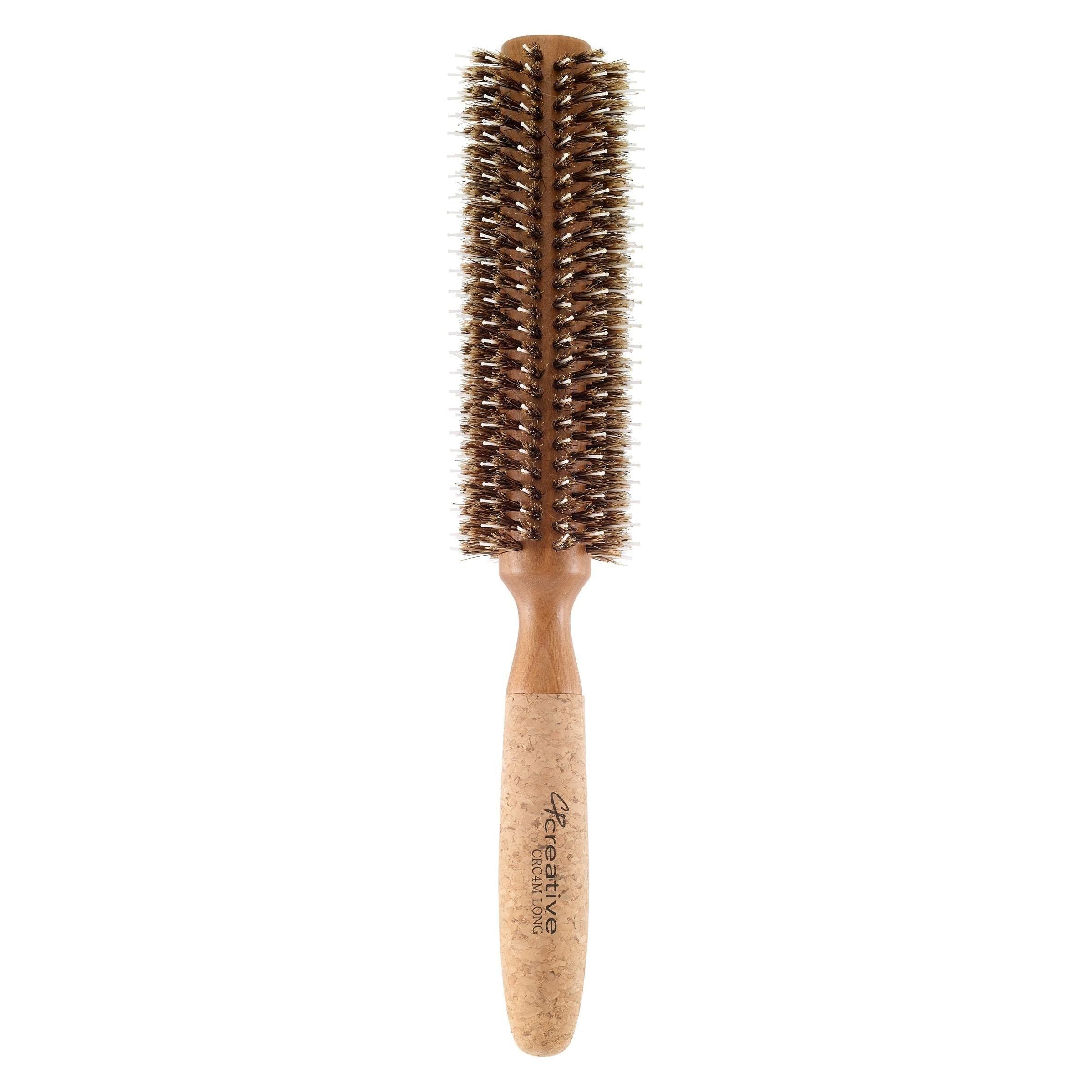 Eco-Friendly Extended 6" Long Cork Barrel Round Hair Brush by Pasteur Pharmacy