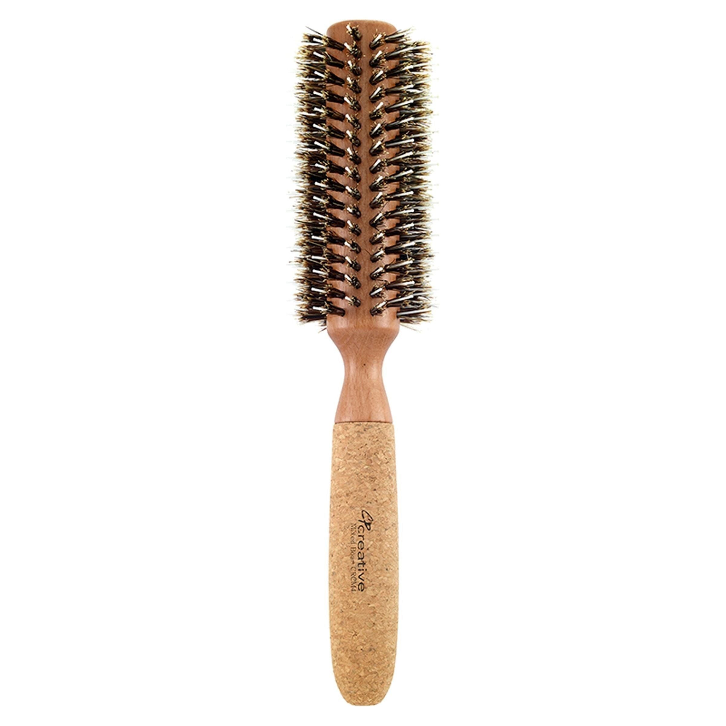 Eco-Friendly Birchwood and Cork Mixed Boar Bristle Round Hair Brush by Pasteur Pharmacy