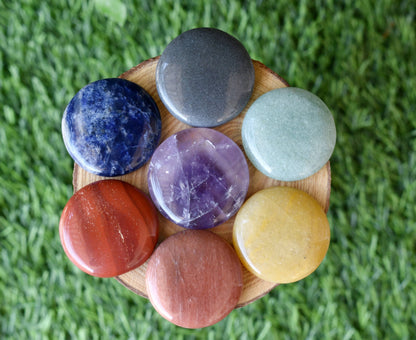 7pcs Chakra Round Crystal Set, Round Shaped 7 Chakra Crystal Set  DestGlow