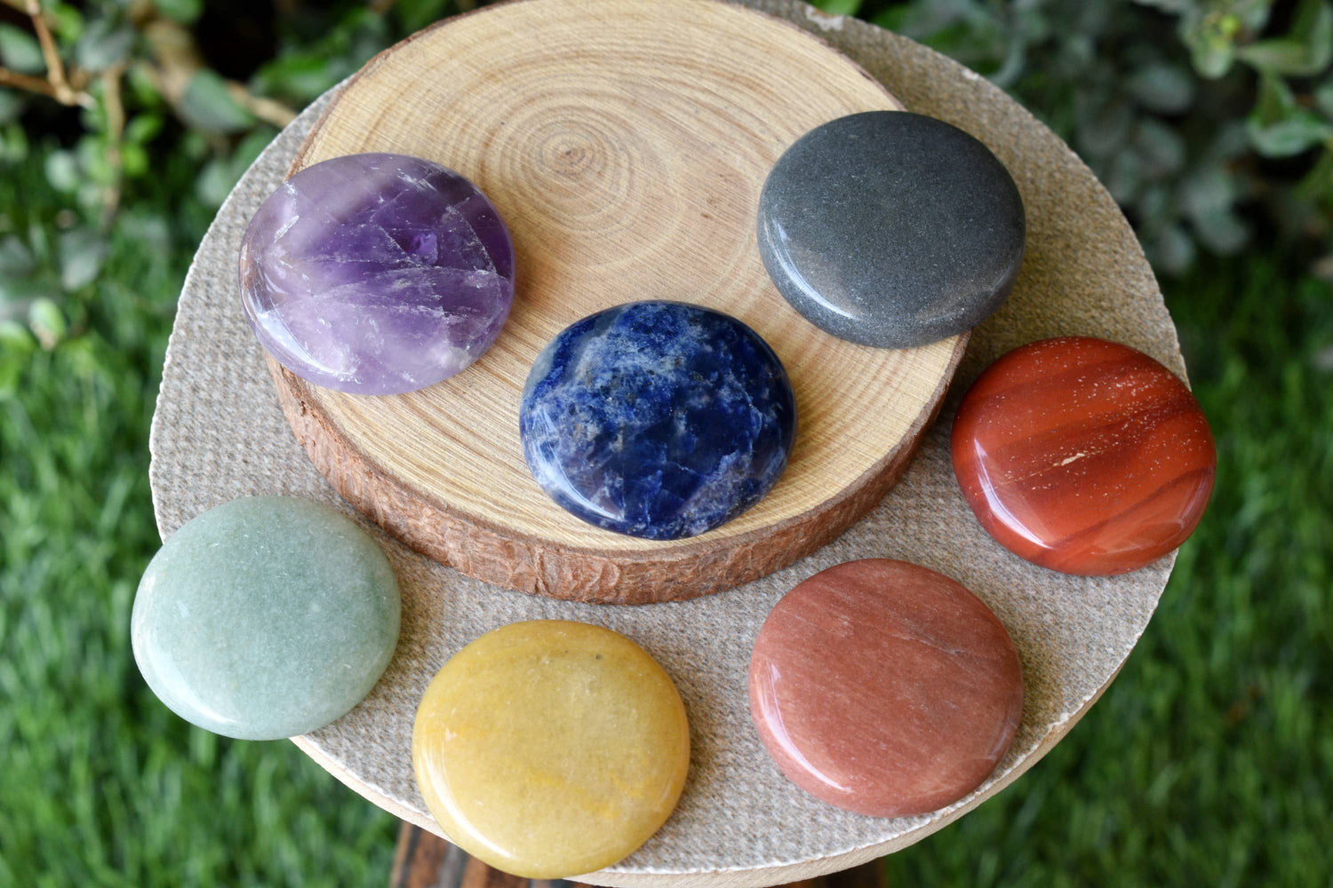 7pcs Chakra Round Crystal Set, Round Shaped 7 Chakra Crystal Set  DestGlow
