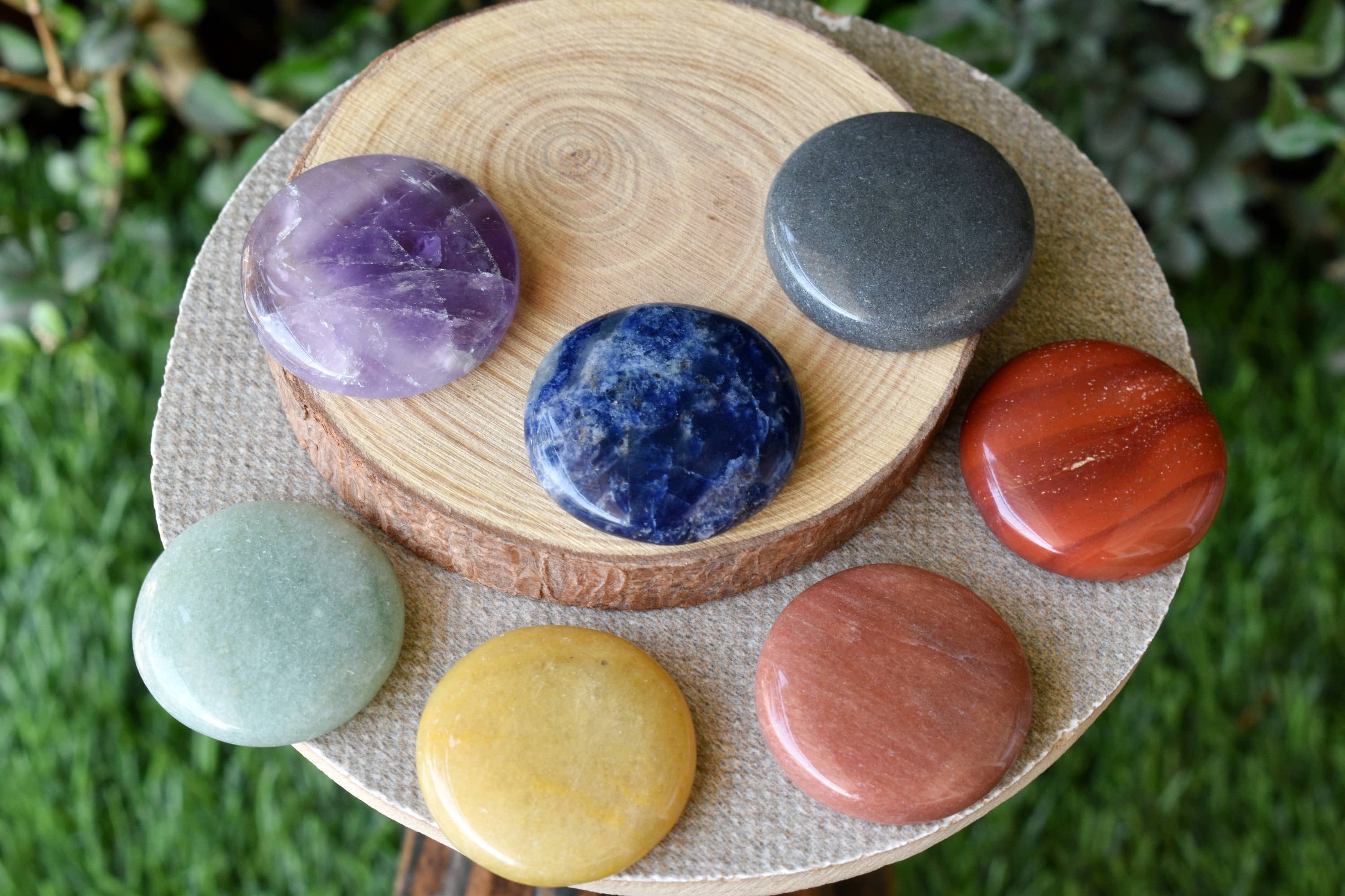7pcs Chakra Round Crystal Set, Round Shaped 7 Chakra Crystal Set  DestGlow
