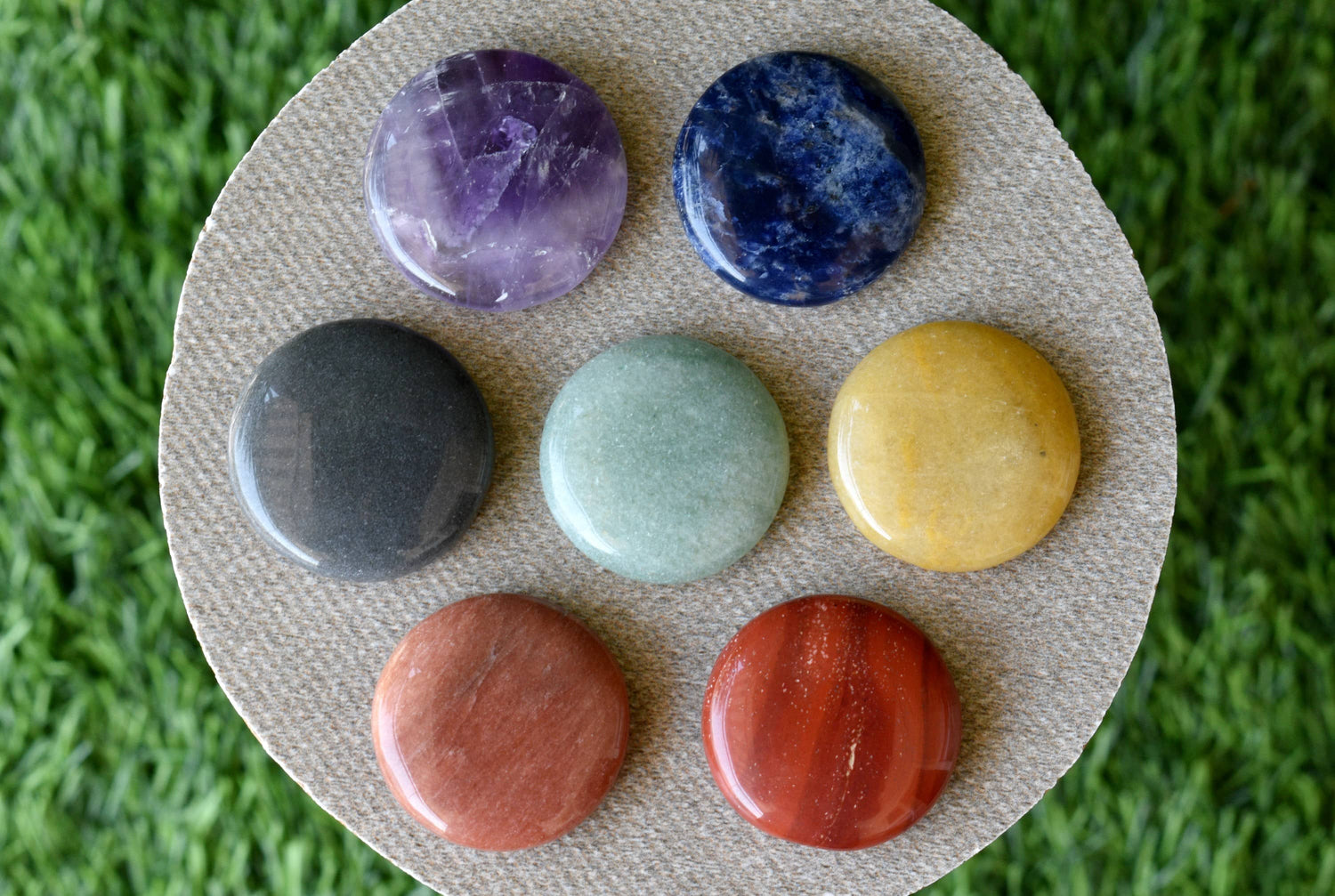 7pcs Chakra Round Crystal Set, Round Shaped 7 Chakra Crystal Set  DestGlow