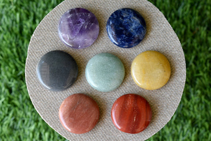 7pcs Chakra Round Crystal Set, Round Shaped 7 Chakra Crystal Set  DestGlow