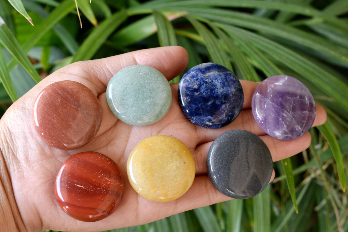 7pcs Chakra Round Crystal Set, Round Shaped 7 Chakra Crystal Set  DestGlow