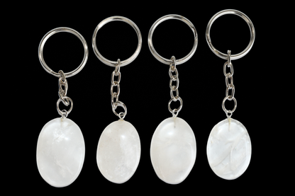 Crystal Quartz Key Chain, Gemstone Keychain Crystal Key Ring (Dreams and Enhancing)  DestGlow