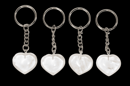 Crystal Quartz Key Chain, Gemstone Keychain Crystal Key Ring (Dreams and Enhancing)  DestGlow