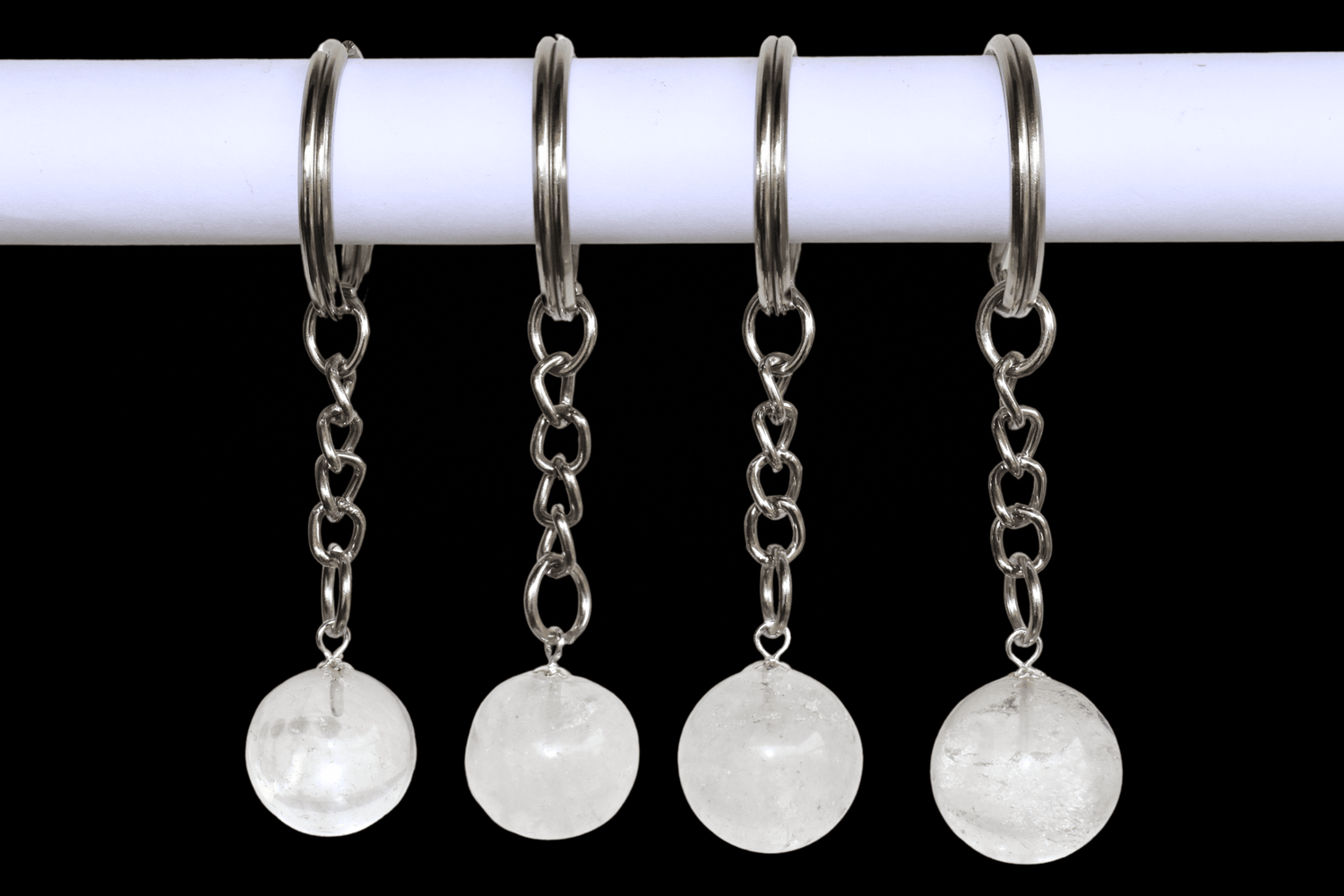Crystal Quartz Key Chain, Gemstone Keychain Crystal Key Ring (Dreams and Enhancing)  DestGlow