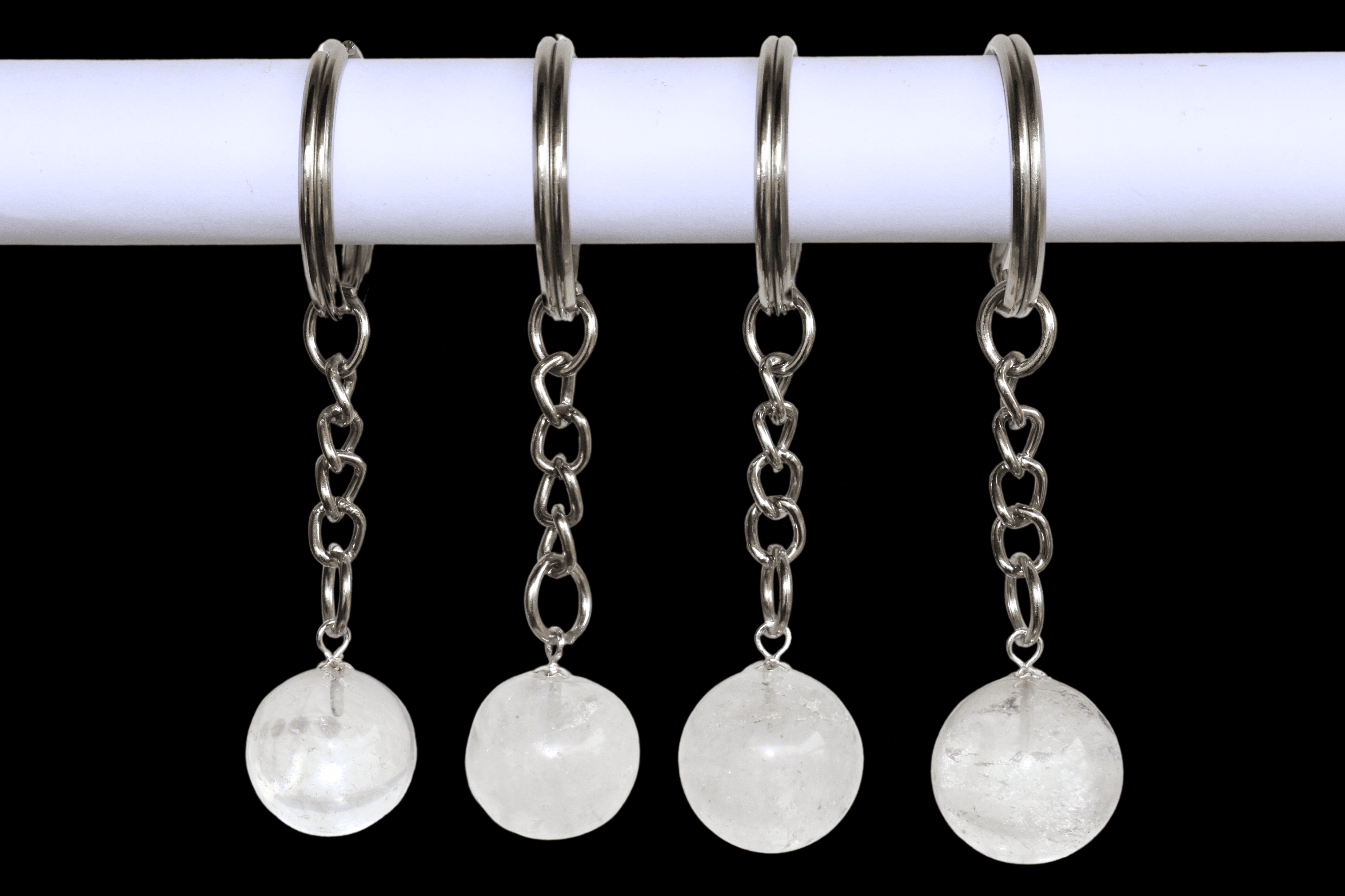 Crystal Quartz Key Chain, Gemstone Keychain Crystal Key Ring (Dreams and Enhancing)  DestGlow