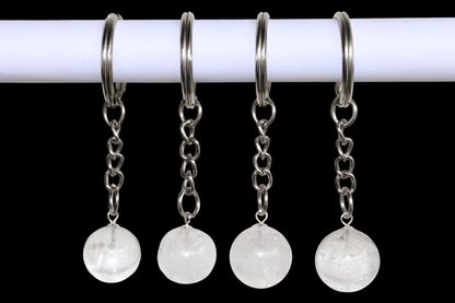 Crystal Quartz Key Chain, Gemstone Keychain Crystal Key Ring (Dreams and Enhancing)  DestGlow