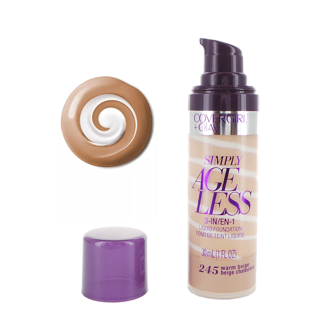 COVERGIRL Simply Ageless 3-in-1 Liquid Foundation - Warm Beige 245 - DestGlow