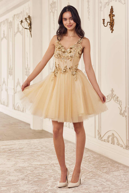 Ladivine CY019 Dress Sequin Beaded A-Line Short Dress by DiscountDressShop