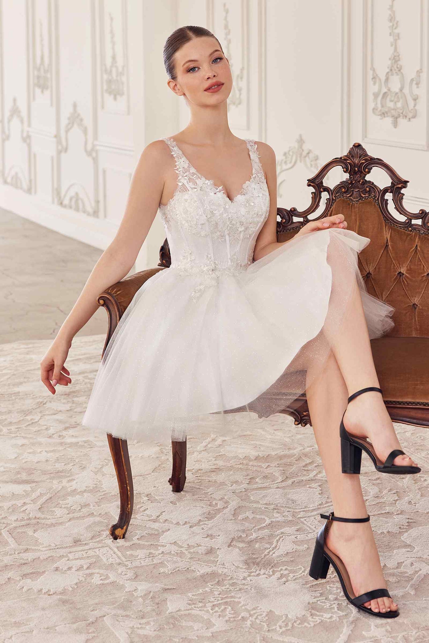 Ladivine CY019 Dress Sequin Beaded A-Line Short Dress by DiscountDressShop
