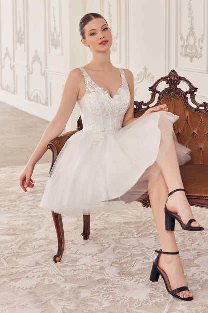 Ladivine CY019 Dress Sequin Beaded A-Line Short Dress by DiscountDressShop